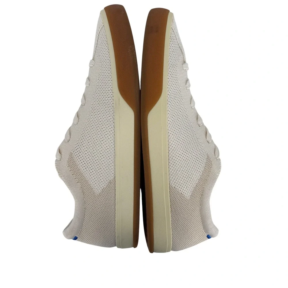 Rothy's The Lace Up Sneaker Bone White Knit Gum Sole Womens 9 Low Top Lace Up